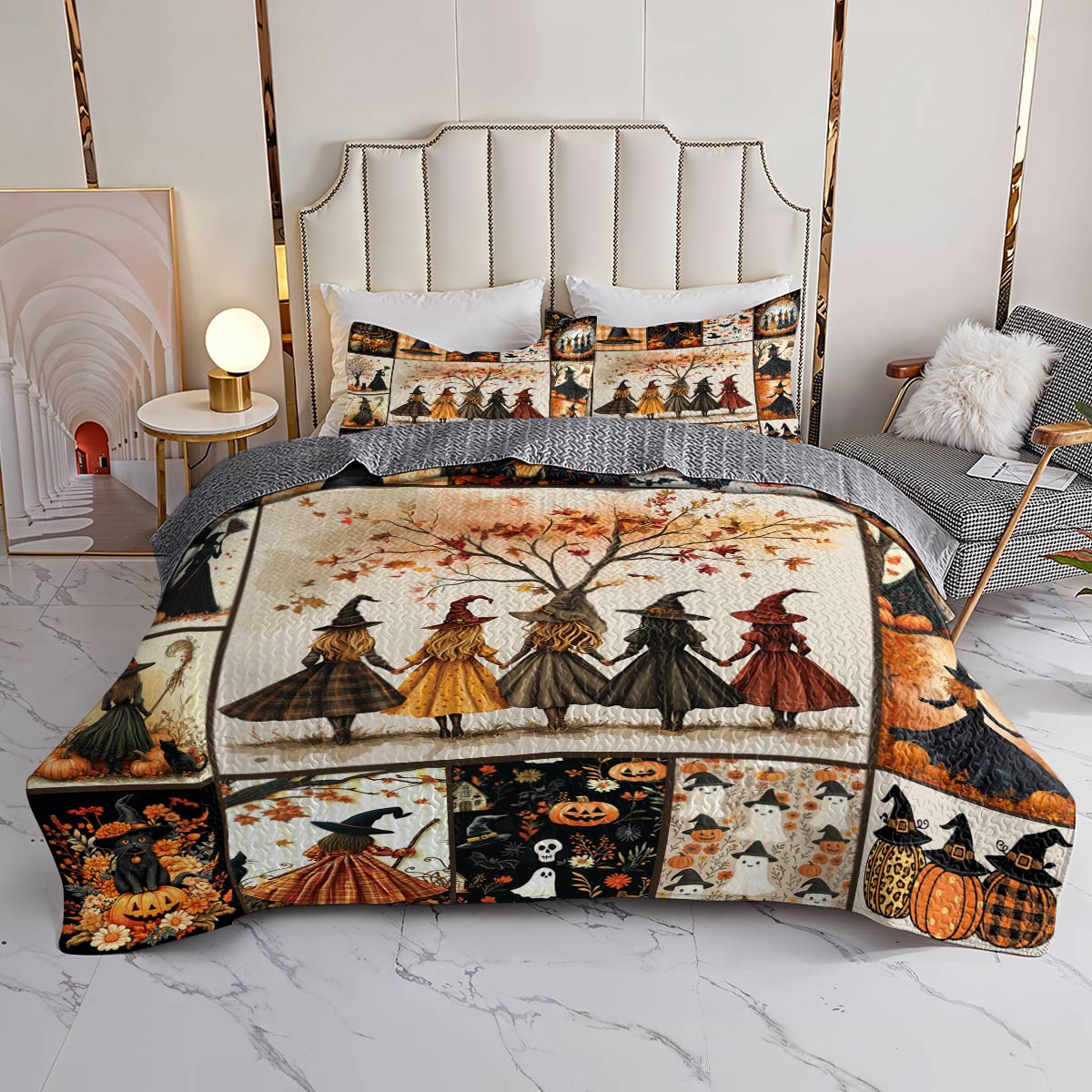 Witch Lorva All Season Quilt 3-Piece Set Autumn Witch Gathering