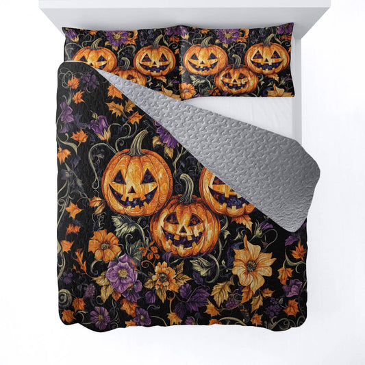 Halloween Lorva All Season Quilt 3-Piece Set Gorgeous Pumpkins