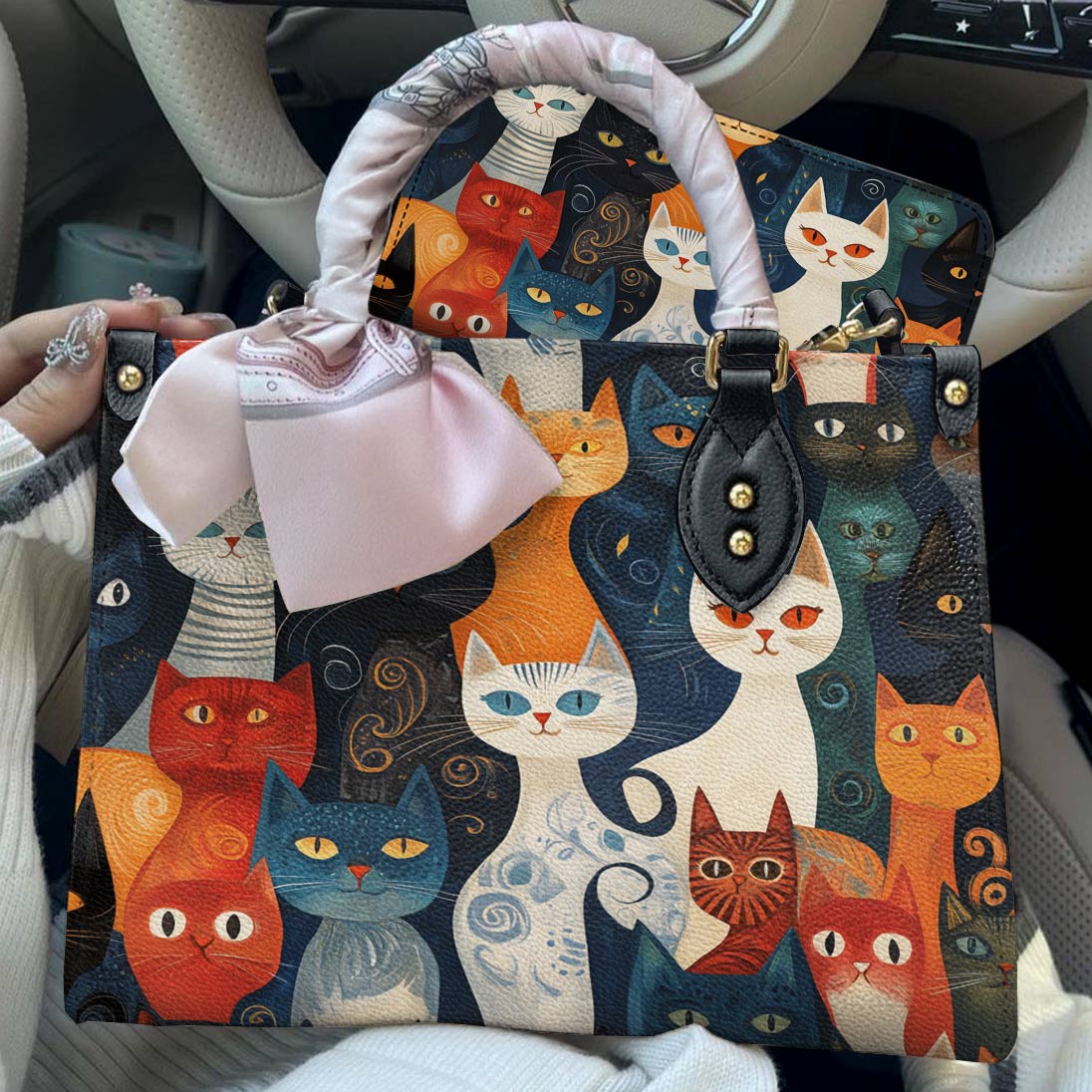 Lorva Cat Leather Bag Gentle Cat Friends