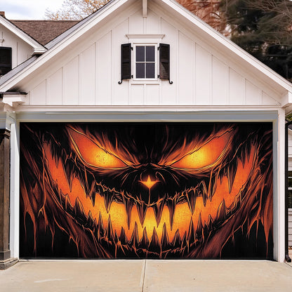 Lorva Halloween Garage Door Banner Decoration Dark Jack-O'-Lantern