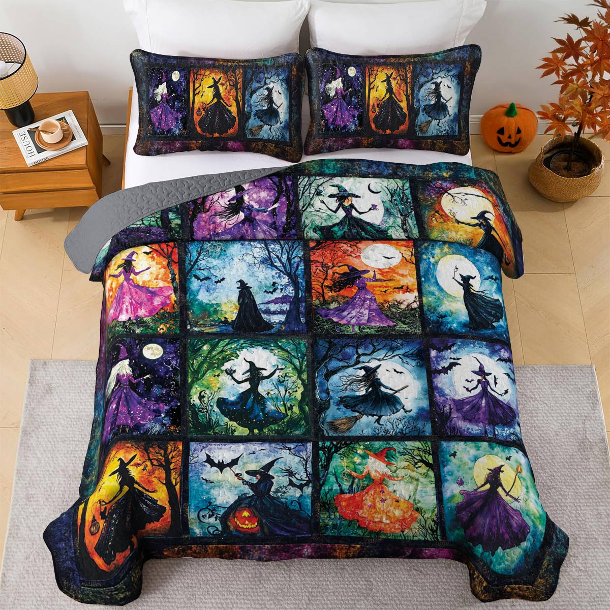 Witch Lorva All Season Quilt 3-Piece Set Moonlit Witches