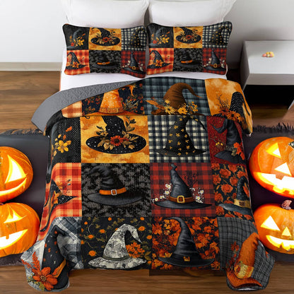 Witch Lorva All Season Quilt 3-Piece Set Autumn Witch Hats