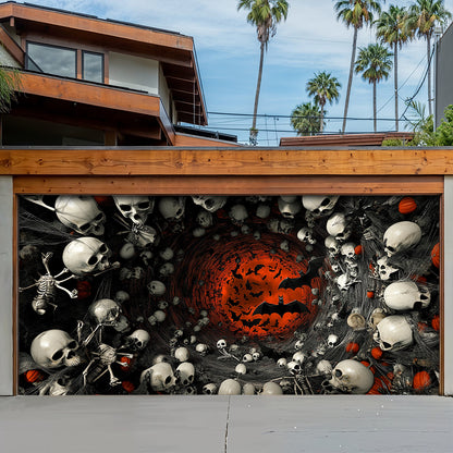 Lorva Halloween Garage Door Banner Decoration Haunted Skull Vortex