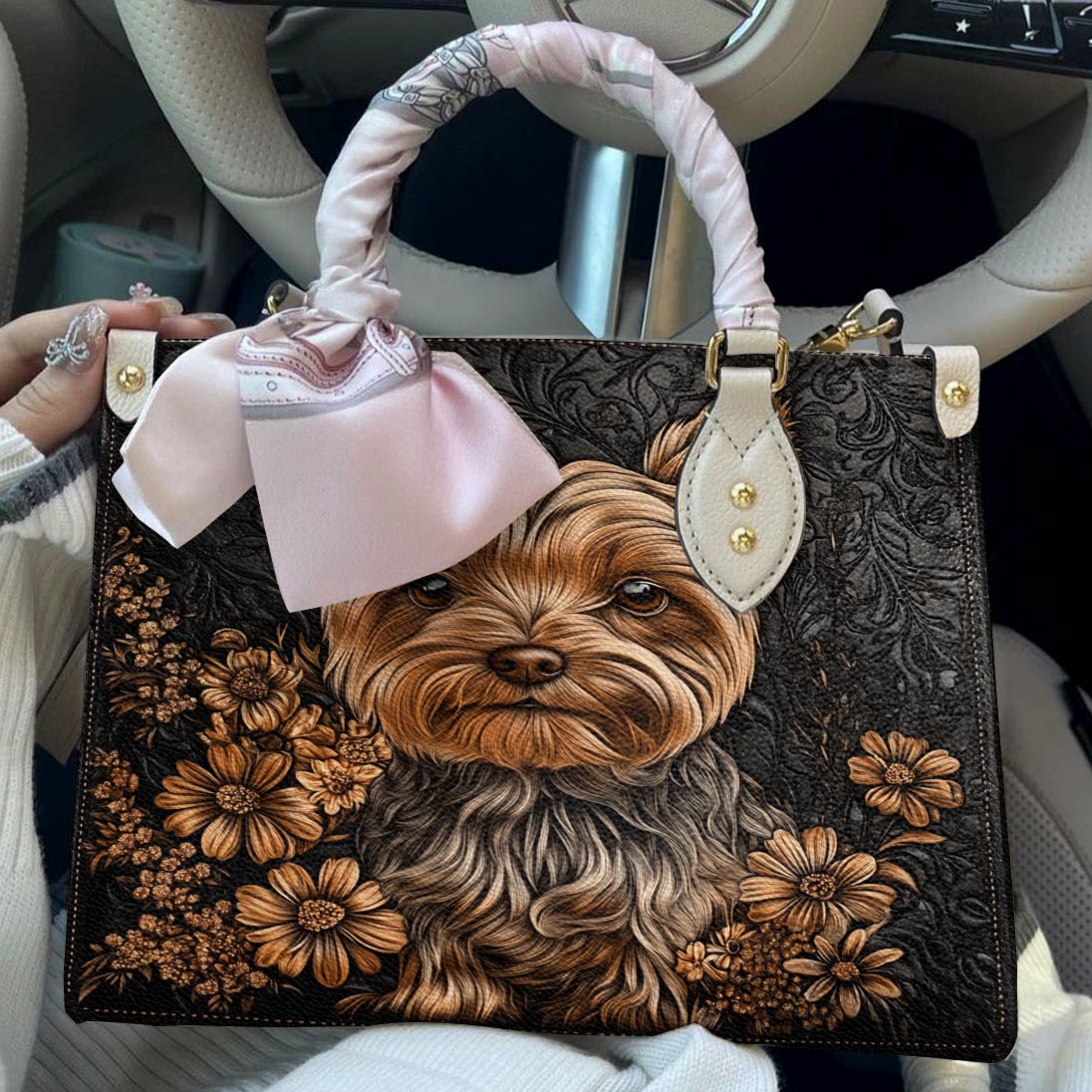 Lorva Yorkie Leather Bag Vintage Bloom
