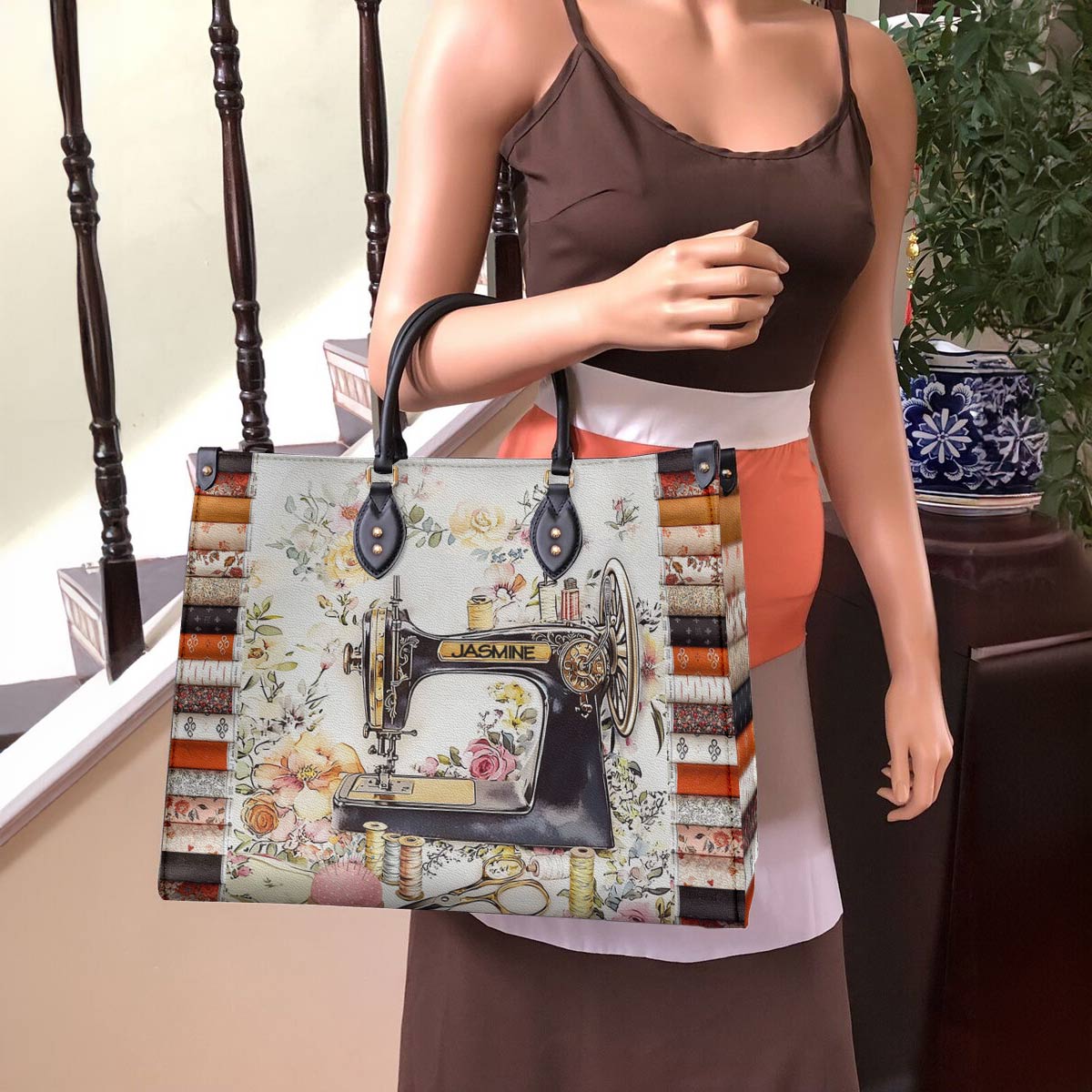 Lorva Personalized Sewing Leather Bag Vintage Bloom
