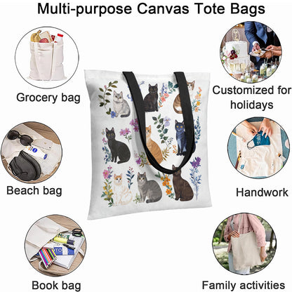 Lorva Tote Bag Charming Floral Cats
