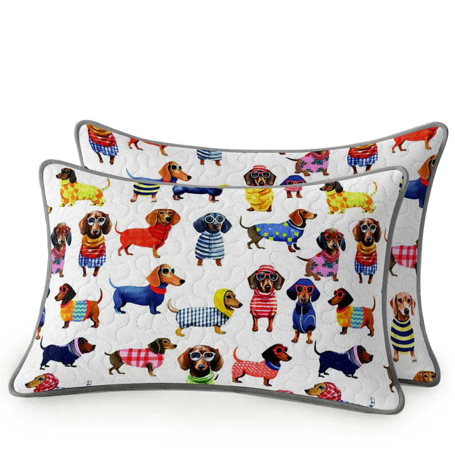 Dachshund Lorva All Season Quilt 3-Piece Set Colorful