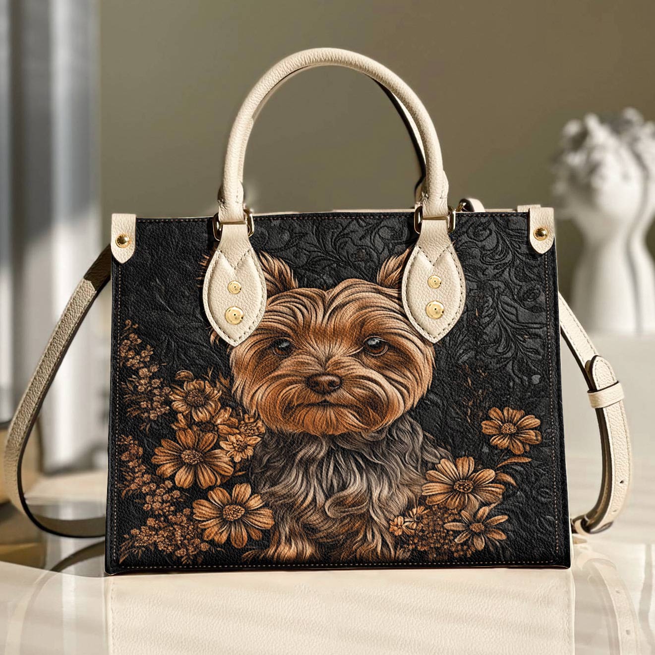 Lorva Yorkie Leather Bag Vintage Bloom