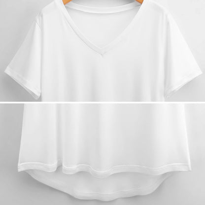 Cat V Neck Short-sleeve Women Shirt Charming Floral Cats