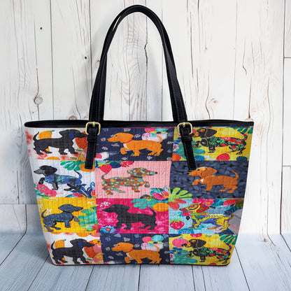 Lorva Leather Tote Bag Tropical Dachshund