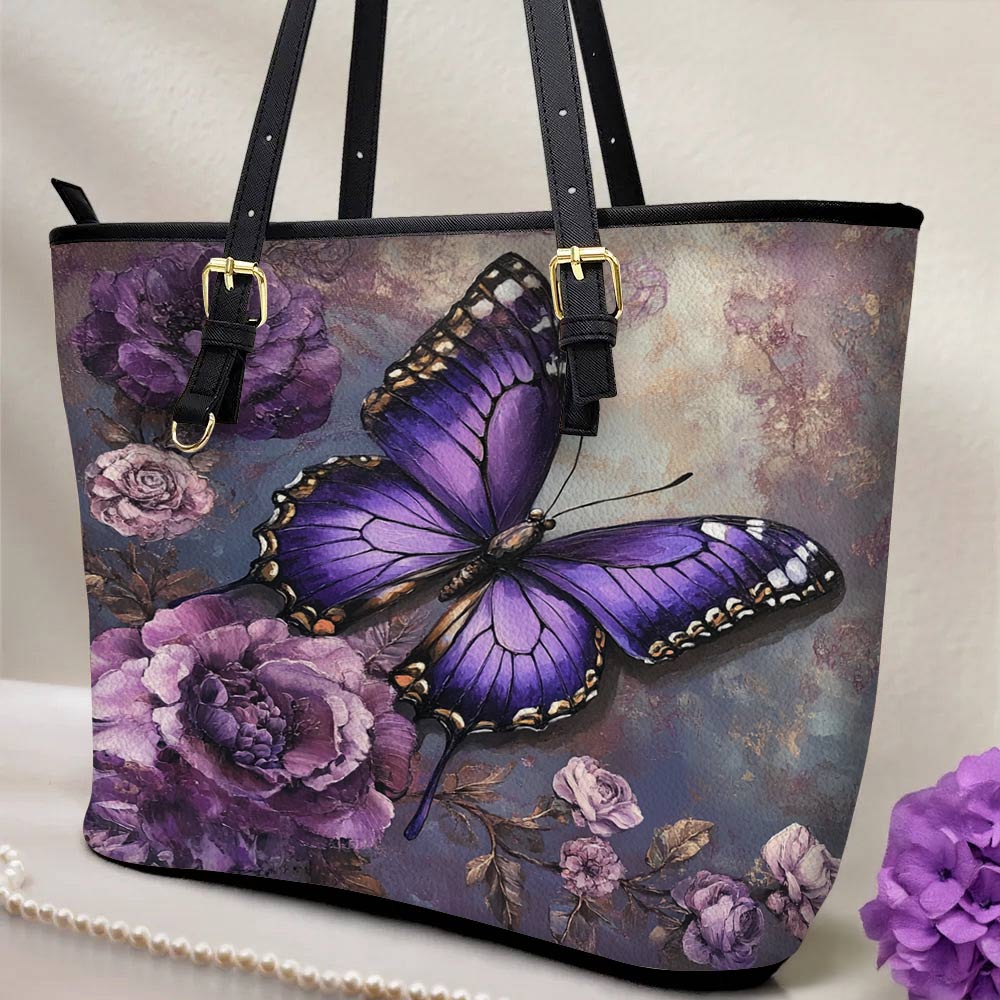 Lorva Leather Tote Bag Enchanted Violet
