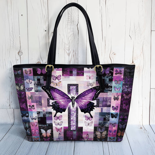 Lorva Leather Tote Bag Wings of Serenity