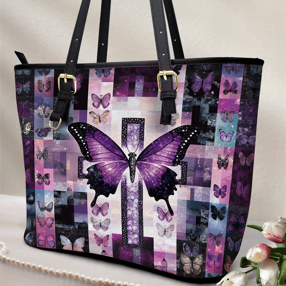 Lorva Leather Tote Bag Wings of Serenity