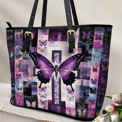 Lorva Leather Tote Bag Wings of Serenity