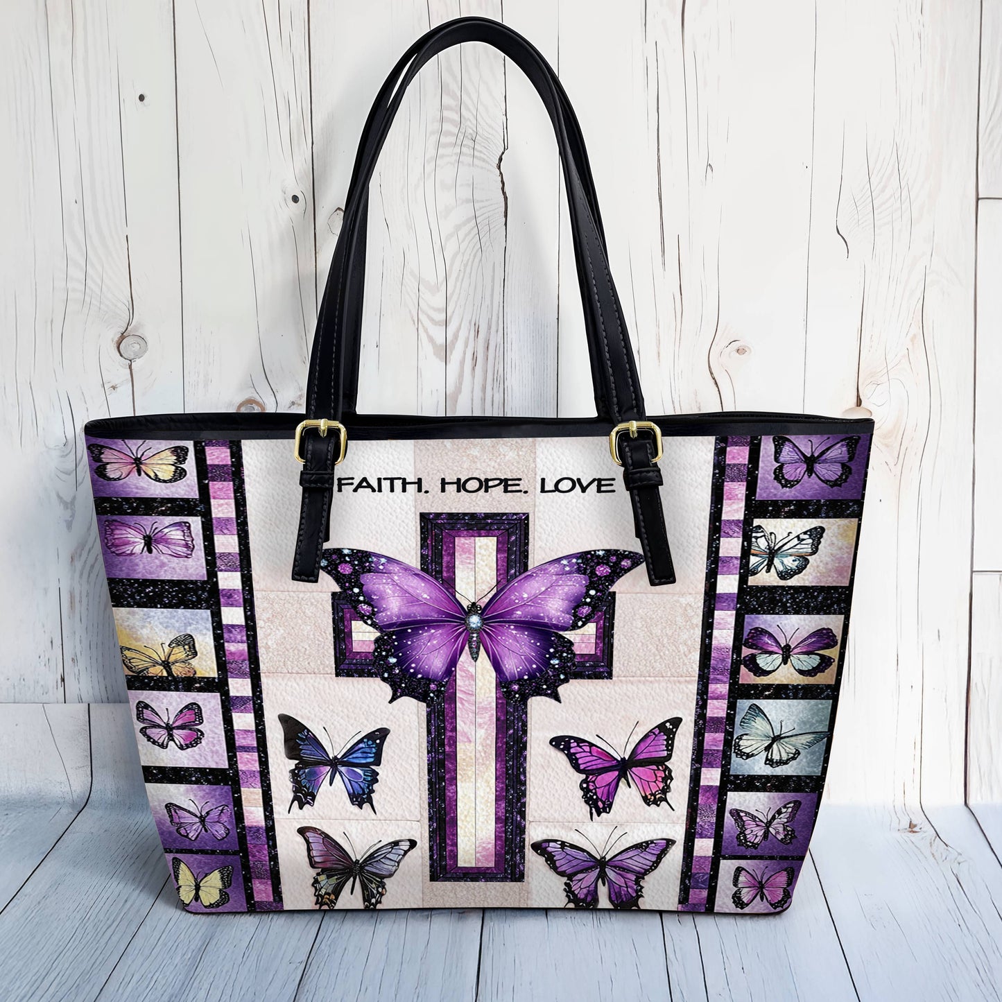 Lorva Leather Tote Bag Butterfly Blessings