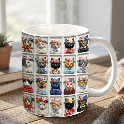 Lorva Mug Beautiful Floral Cats