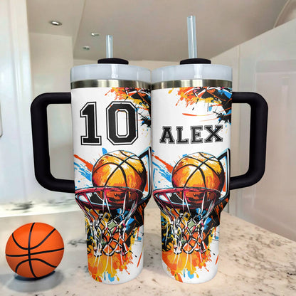 Lorva Personalized Tumbler Basketball Colorful Splash