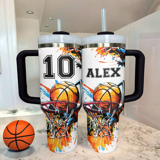 Lorva Personalized Tumbler Basketball Colorful Splash