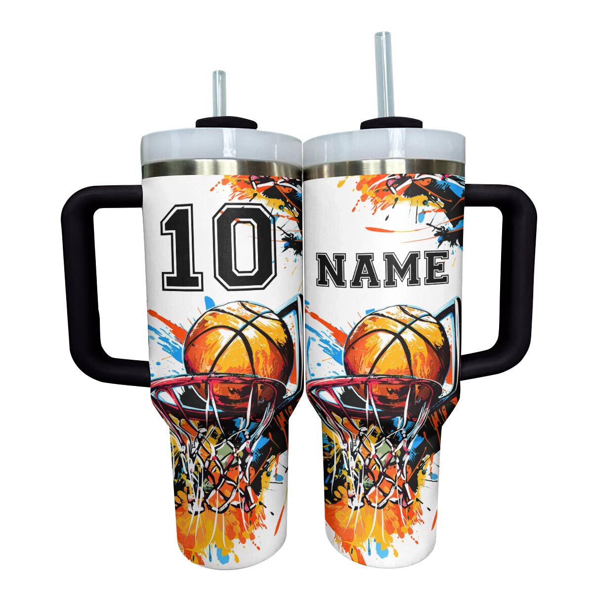 Lorva Personalized Tumbler Basketball Colorful Splash