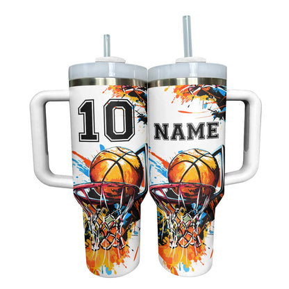 Lorva Personalized Tumbler Basketball Colorful Splash