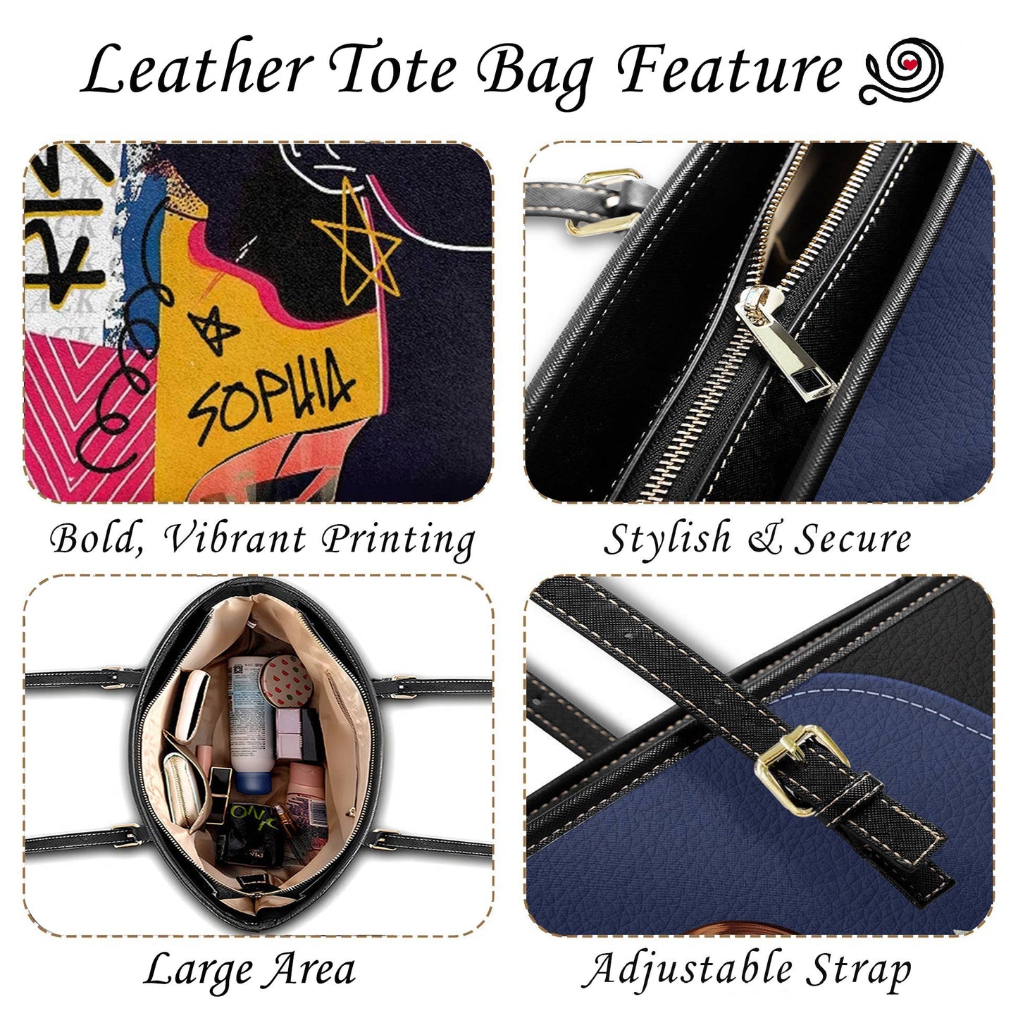 Lorva Leather Tote Bag Leopard Sunflowers