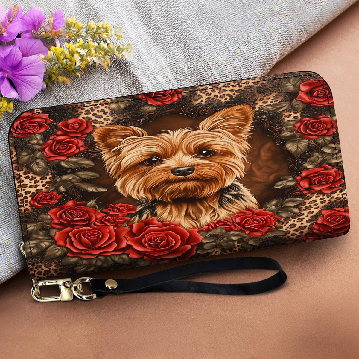 Lorva Leather Wallet Gorgeous Rose Yorkie