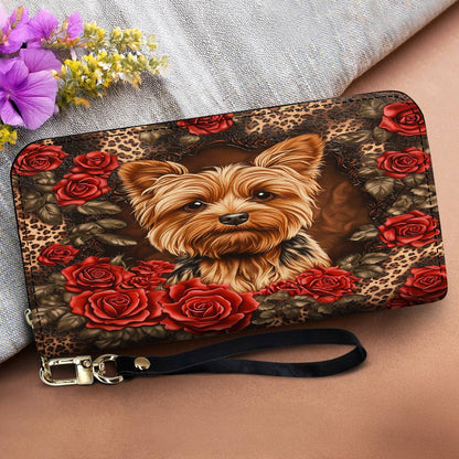 Lorva Leather Wallet Gorgeous Rose Yorkie