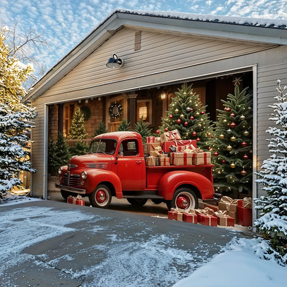 Lorva Christmas Garage Door Banner Decoration Truck Delight