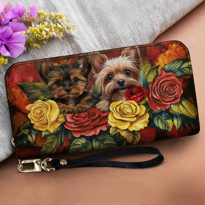 Lorva Leather Wallet Yorkie Beauty Wrapped in Roses
