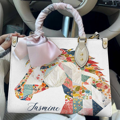 Lorva Personalized Horse Leather Bag Charming Floral Horse