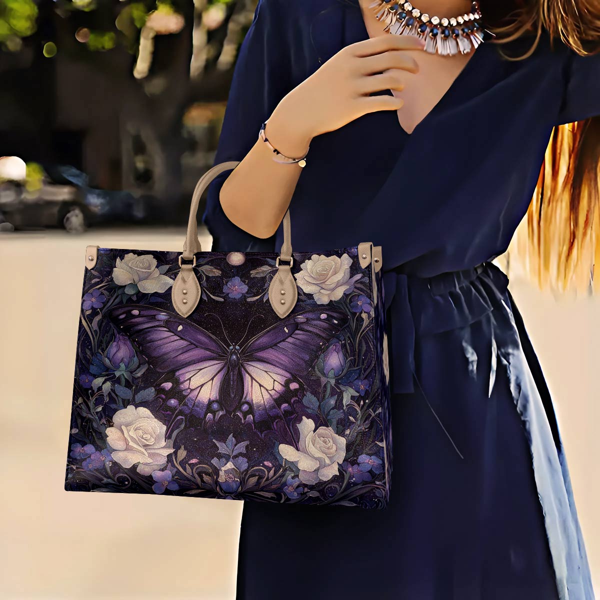 Lorva Butterfly Leather Bag Celestial Rose Garden