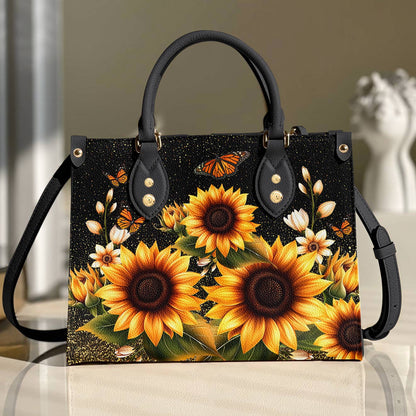 Lorva Leather Bag Golden Sunflower with Monarch Charm