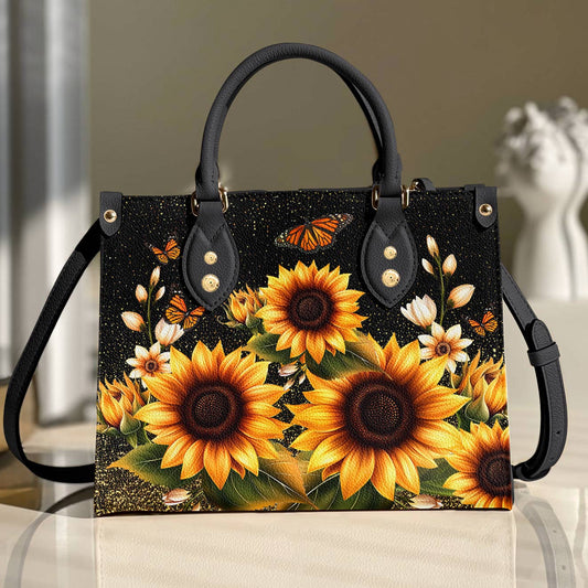 Lorva Leather Bag Golden Sunflower with Monarch Charm