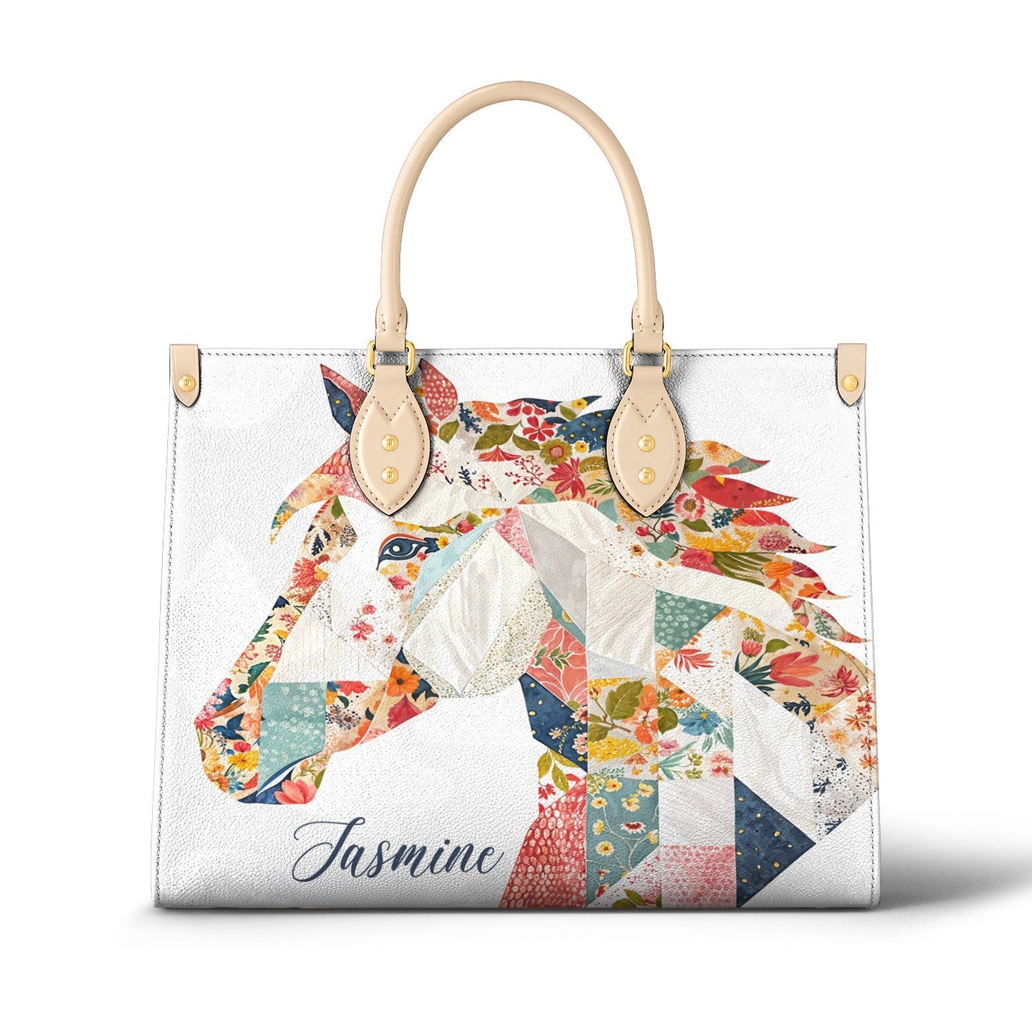 Lorva Personalized Horse Leather Bag Charming Floral Horse