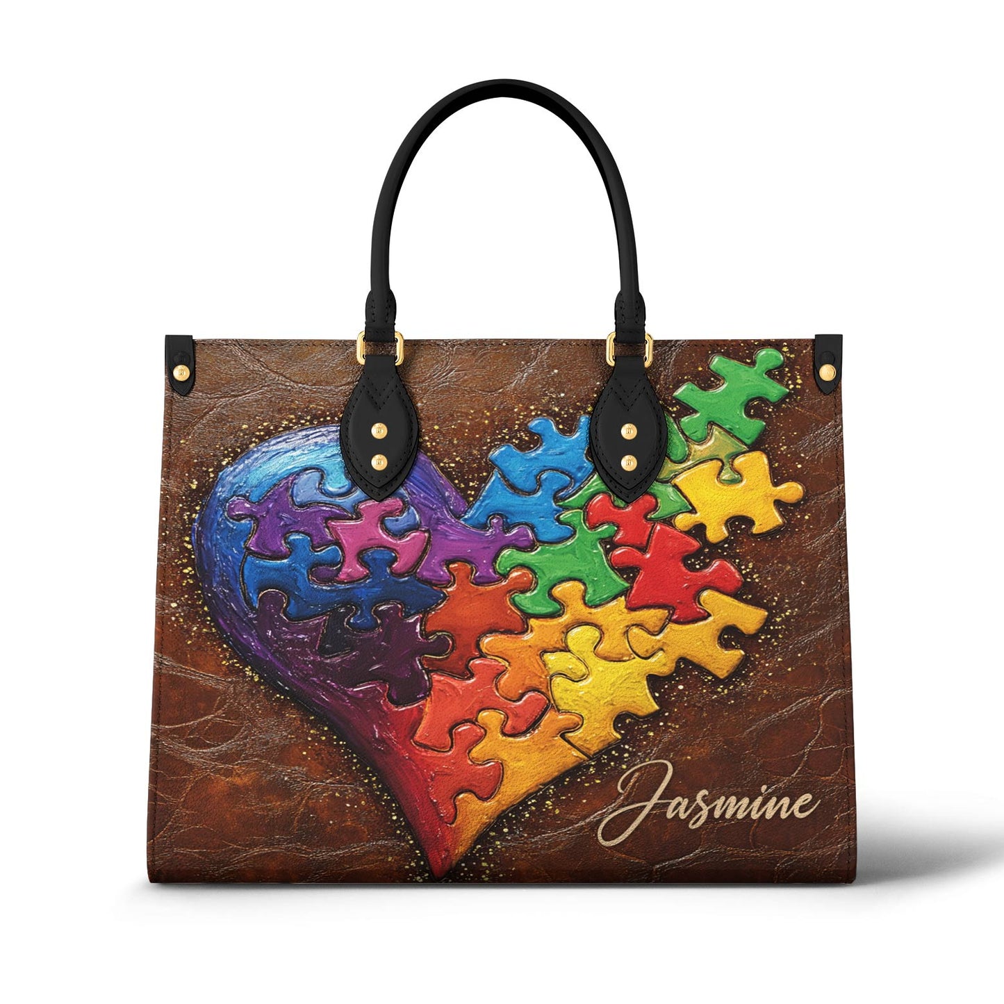 Lorva Personalized Autism Leather Bag In My Heart
