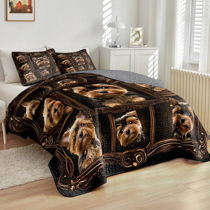 Lorva All Season Quilt 3-Piece Set Royal Yorkie Frames
