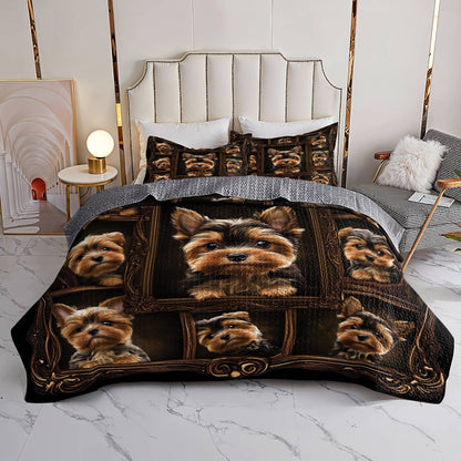 Lorva All Season Quilt 3-Piece Set Royal Yorkie Frames