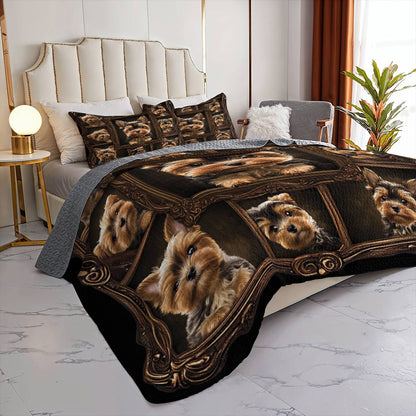 Lorva All Season Quilt 3-Piece Set Royal Yorkie Frames