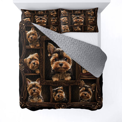 Lorva All Season Quilt 3-Piece Set Royal Yorkie Frames