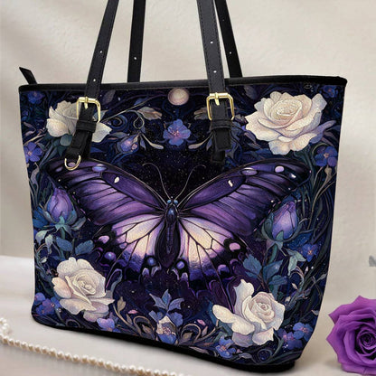 Lorva Butterfly Leather Tote Bag Celestial Rose Garden