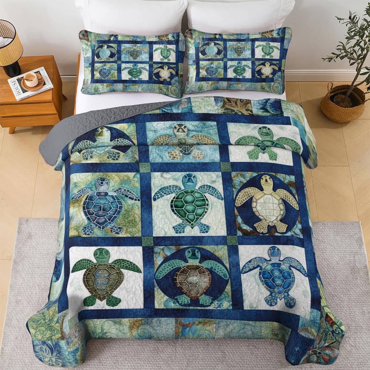Lorva Sea Turtle All Season Quilt 3-Piece Set