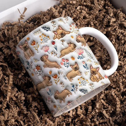 Lorva French Bulldog Flat Print Mug  Happy Field Flowers