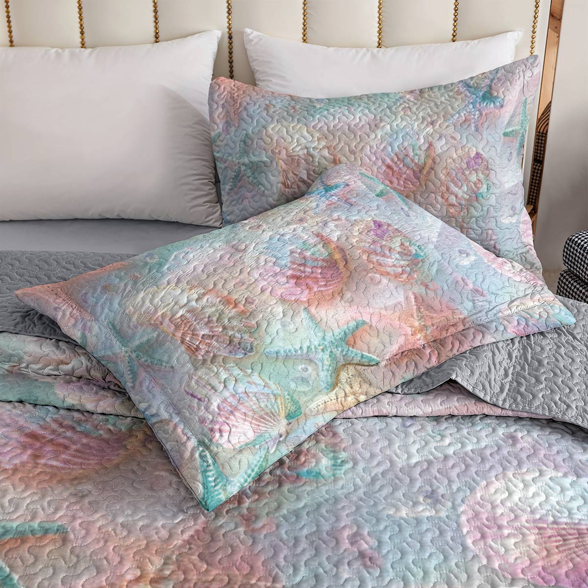 Lorva Beach All Season Quilt 3-Piece Set Beautiful Seashell
