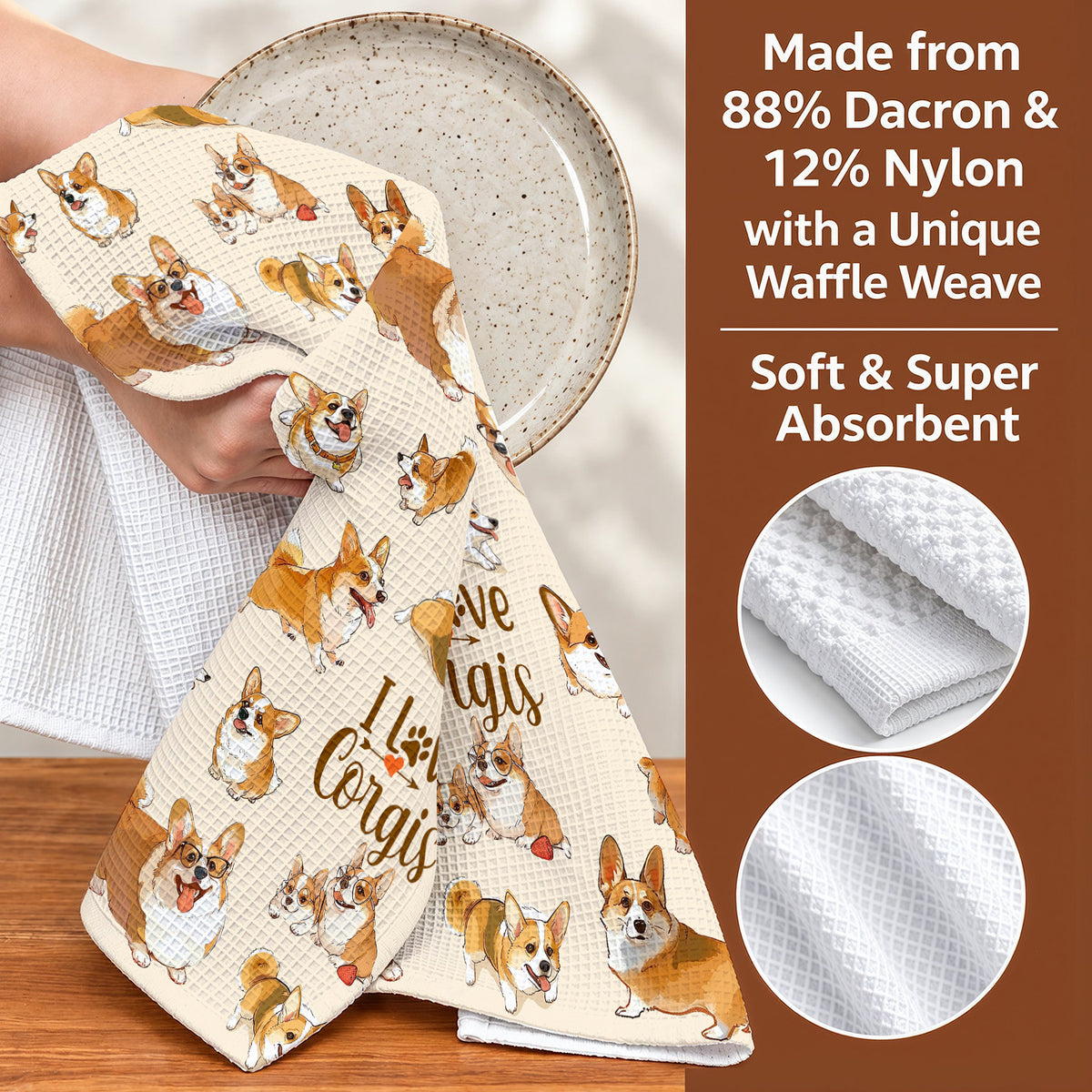 Lorva Corgi Kitchen Towel I Love Corgis