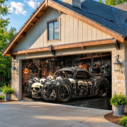 Lorva Halloween Garage Door Banner Decoration Halloween Skull Car