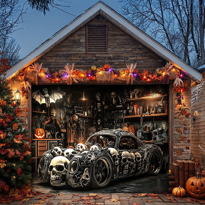 Lorva Halloween Garage Door Banner Decoration Halloween Skull Car