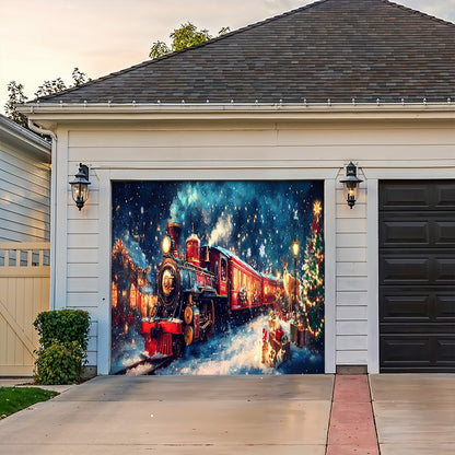 Lorva Christmas Garage Door Banner Decoration Santa’s Midnight Express