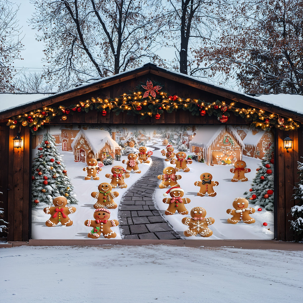 Lorva Christmas Garage Door Banner Decoration Welcome to Gingerbread Town