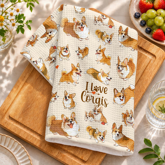 Lorva Corgi Kitchen Towel I Love Corgis
