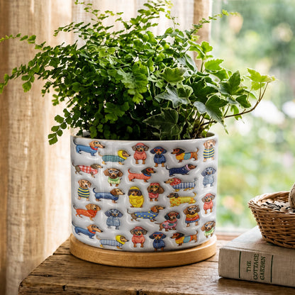 Lorva Dachshund Flat Print Ceramic Plant Pot Amazing Stylish